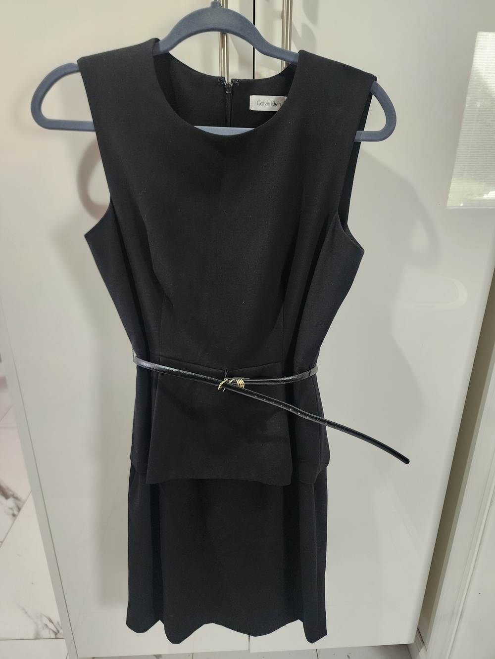 Calvin Klein Black Sleeveless Peplum Sheath Dress